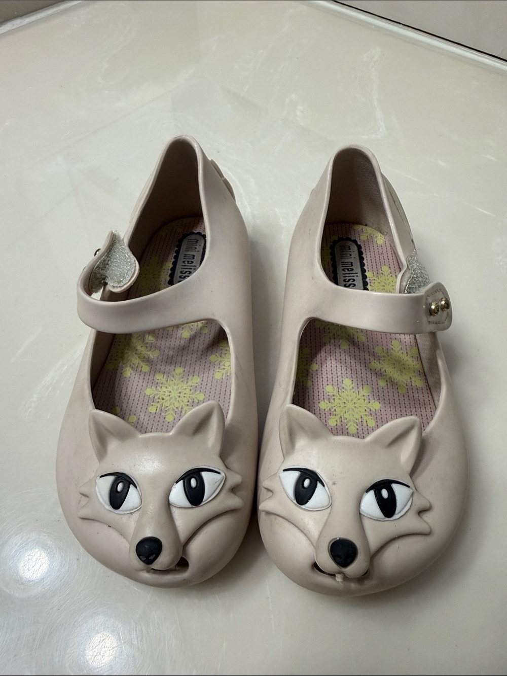 Mini Melissa Cream Fox Face Mary Jane Sandals